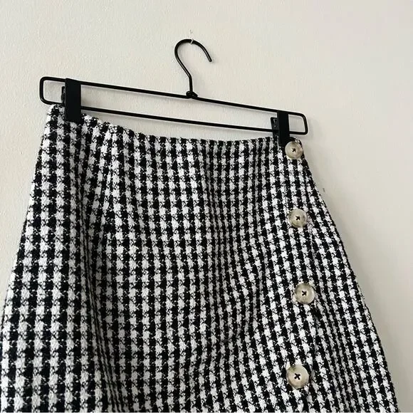 Maeve By Anthropologie Townsend Knit Tweed Houndstooth Skirt - Picture 5 of 8